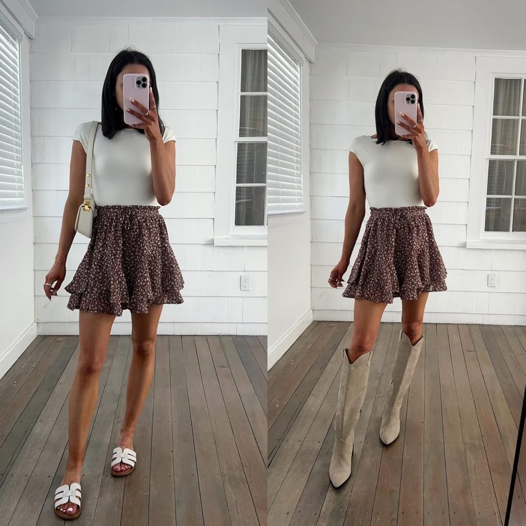 Ruffle Butterfly Mini Skirt and Open-Back Tee