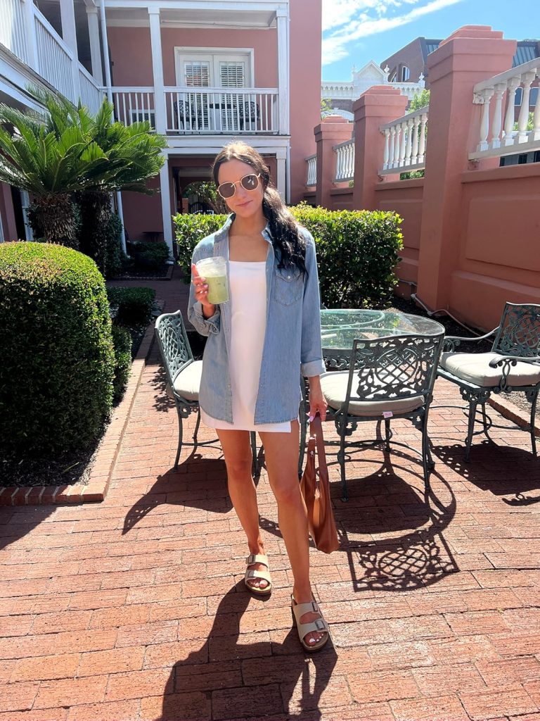 Tennis Dress and Denim Shirt Tennis Dress and Denim Shirt