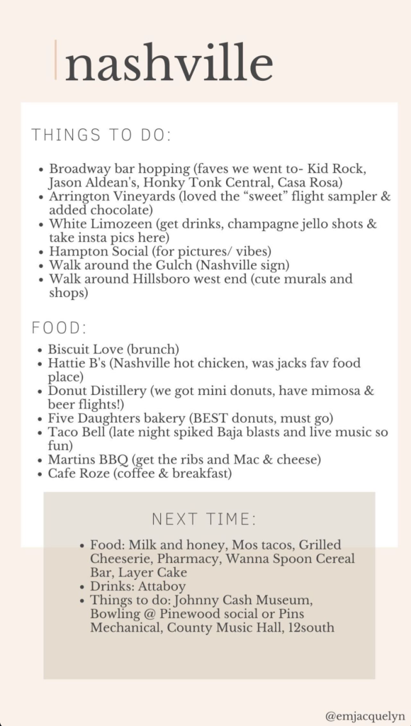 Nashville to-do list