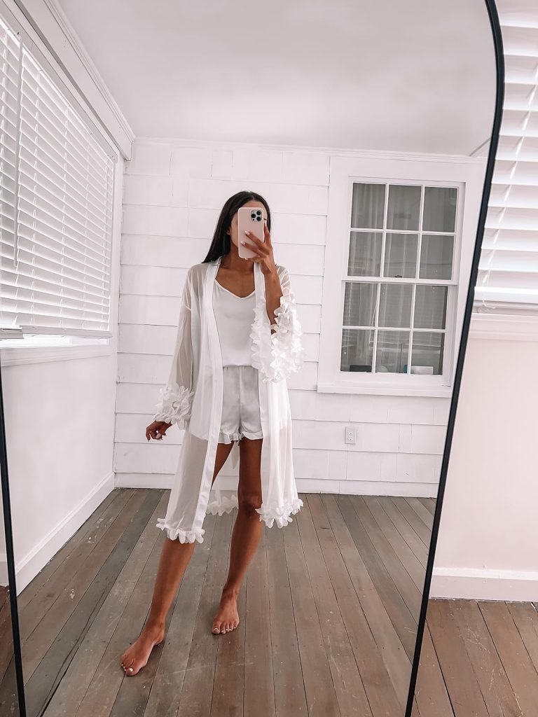 Silk Pajama Set and Sheer Robe Silk Pajama Set and Sheer Robe