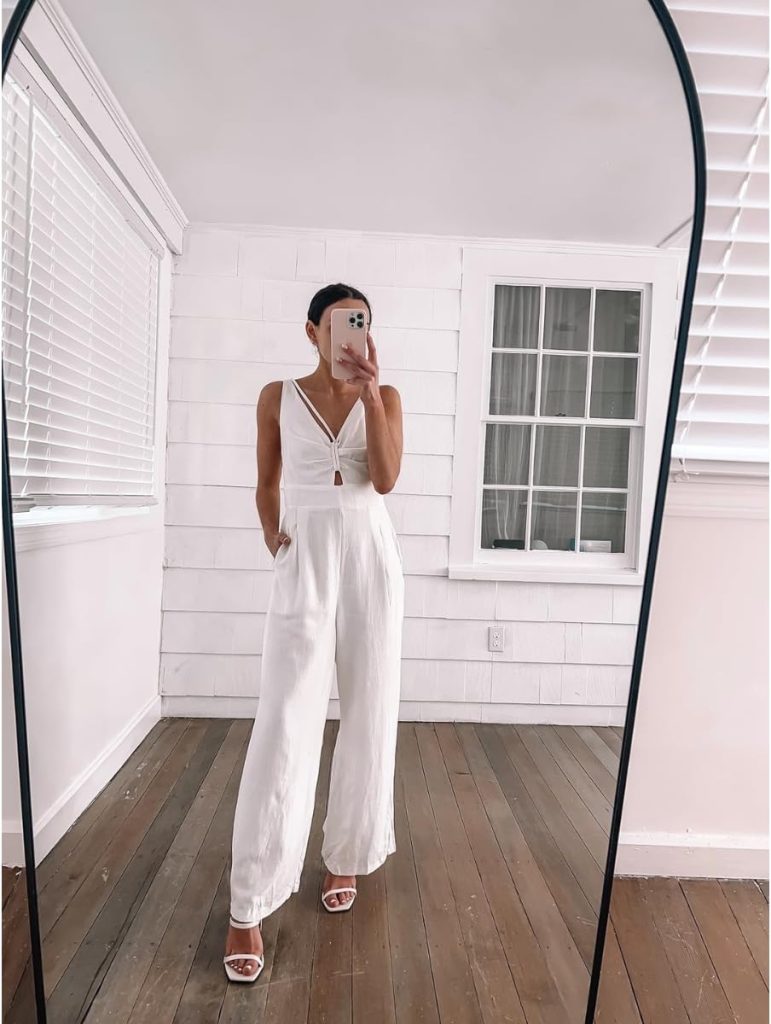 Vacation Outfits from Amazon: White Wide-Leg Jumpsuit