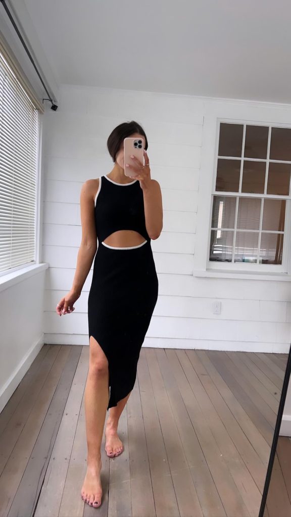 Vacation Outfits from Amazon: Cutout black and white Midi Dress