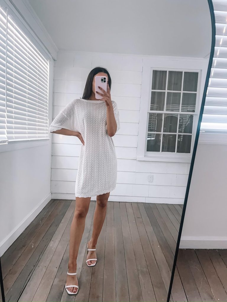 Crochet Mini Dress Cover-Up Crochet Mini Dress Cover-Up