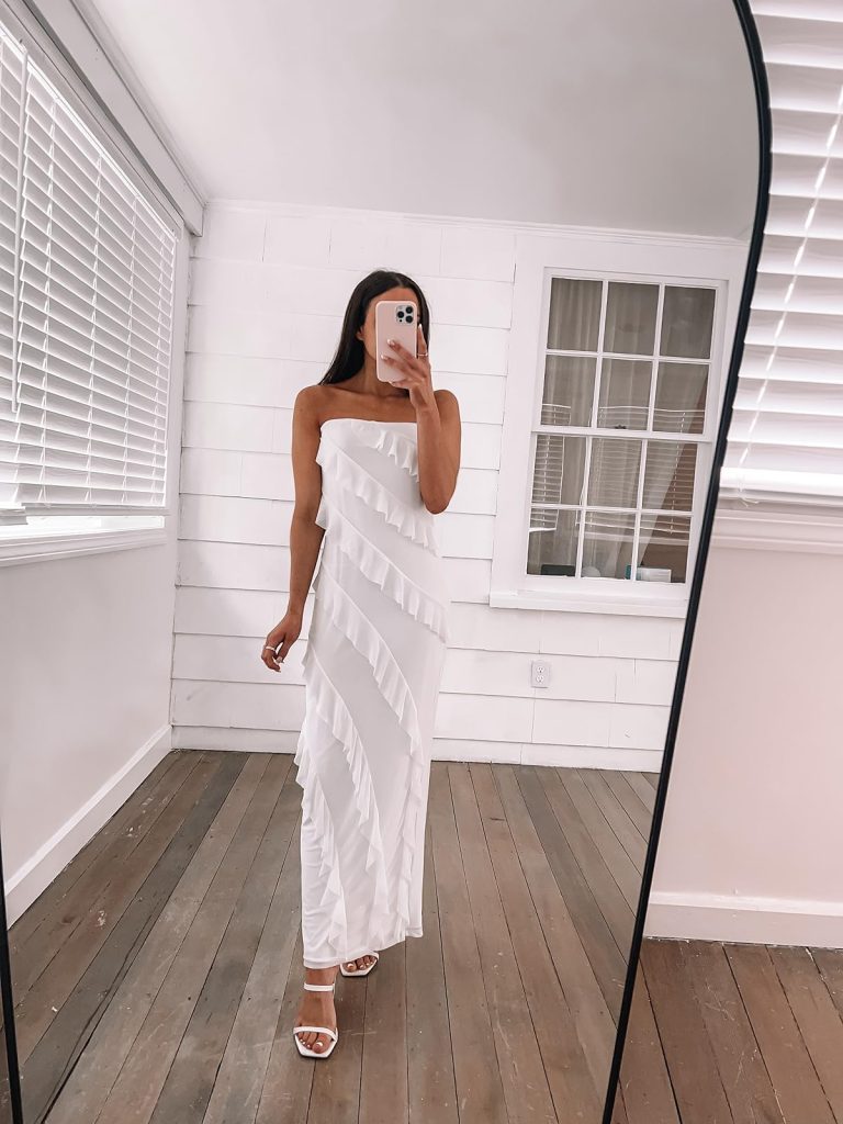 Strapless Asymmetrical Bodycon Dress Bridal Outfits from Amazon: Strapless Asymmetrical Body Con Dress