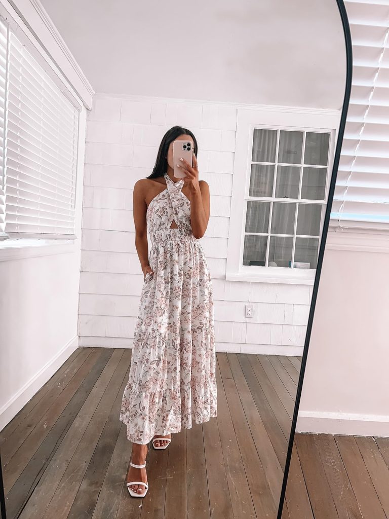 Easter Dresses from Amazon: light-colored Floral Halter Dress