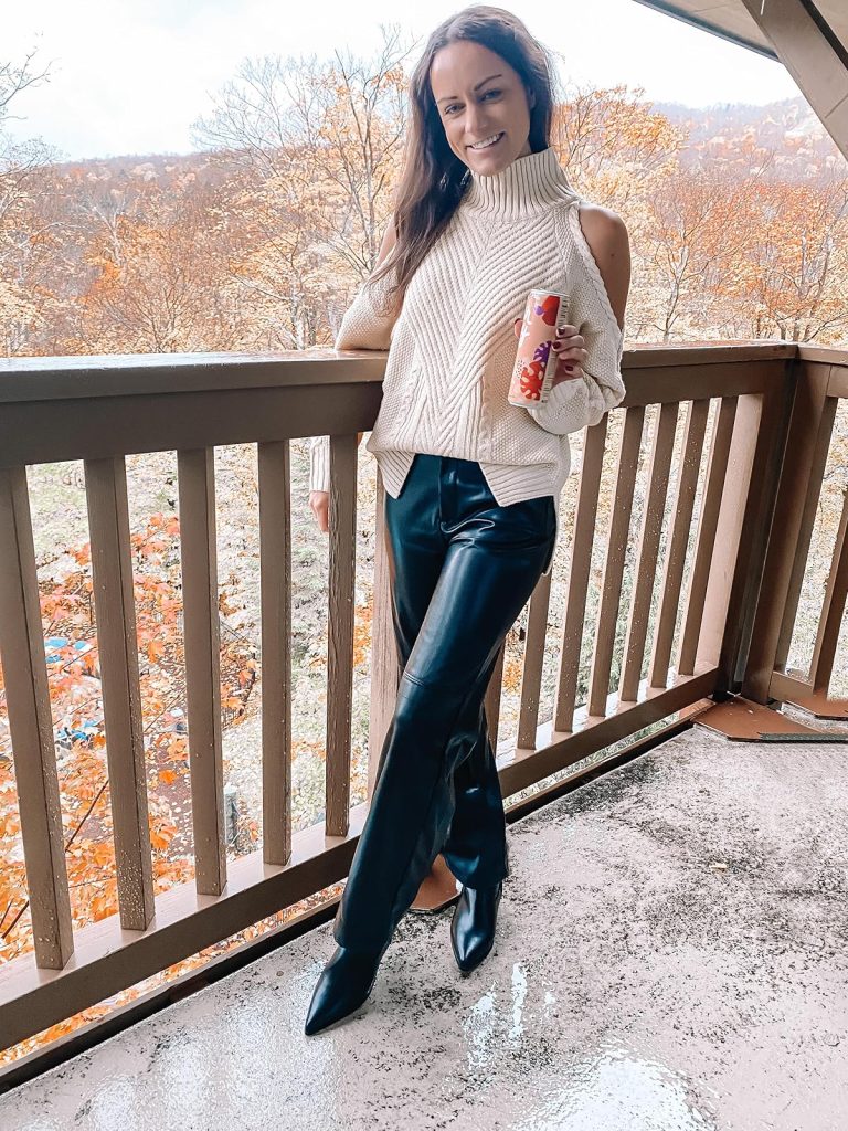 sweater and leather pants sweater and leather pants