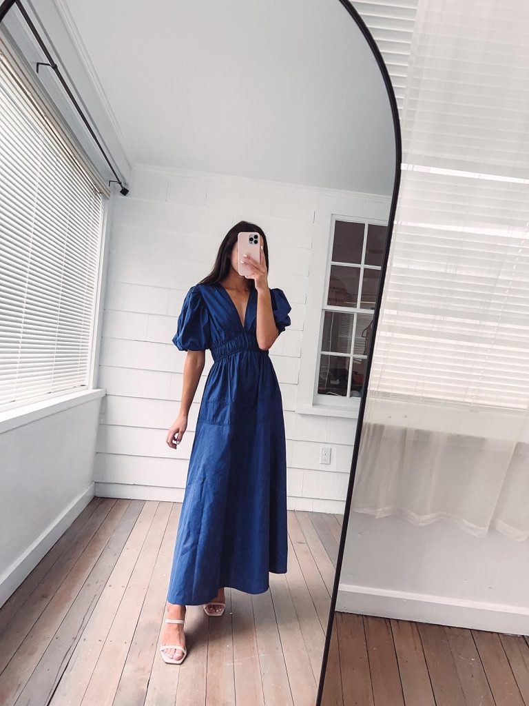 Easter Dresses from Amazon: deep blue smocked midi dress