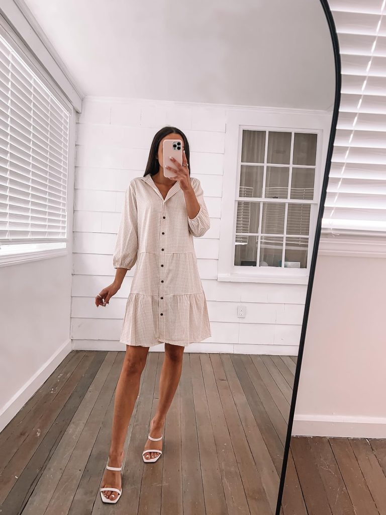 Plaid Button-Down Shirt Dress
