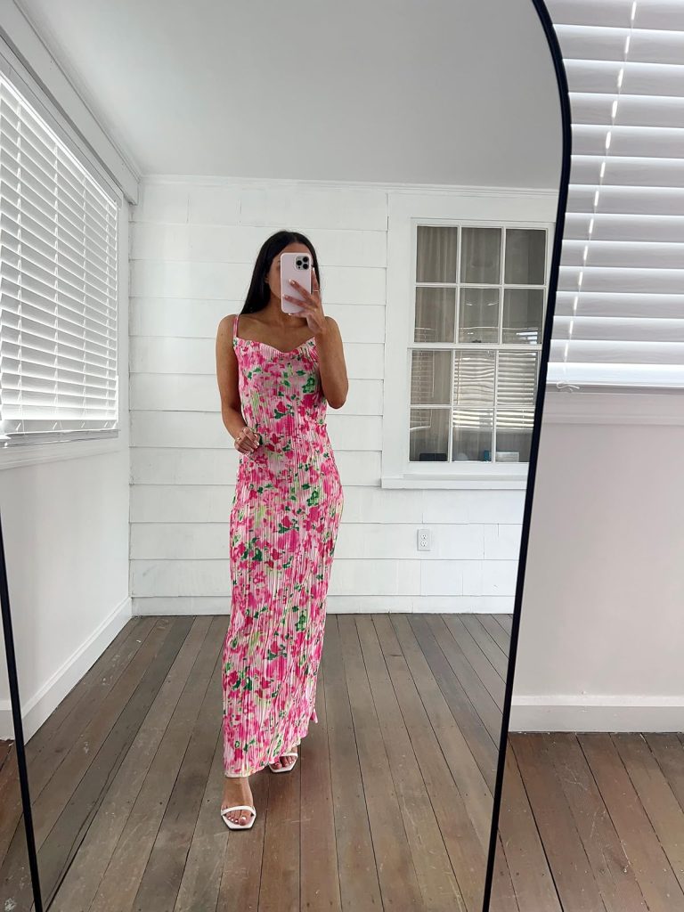 Cowl Neck Pleated Maxi Dress