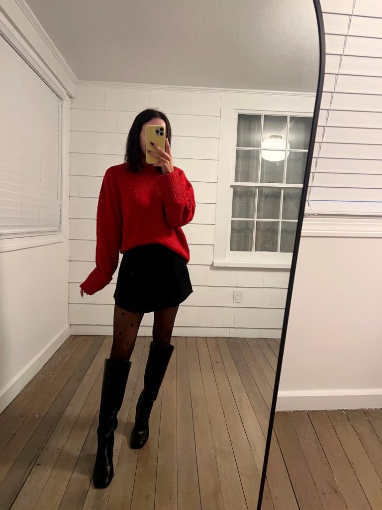 Satin Mini Skirt winter look Satin Mini Skirt winter look