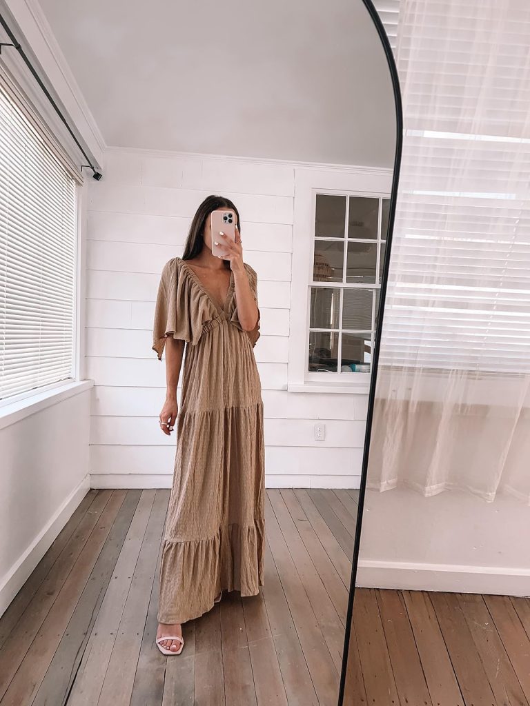 Tiered Maxi Dress with Flutter Sleeves