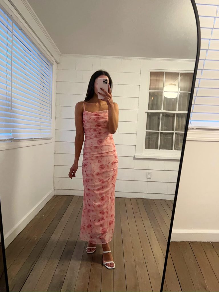 Floral Ruched Midi Dress