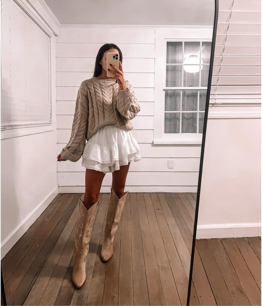 Chunky Knit and Ruffle Skort