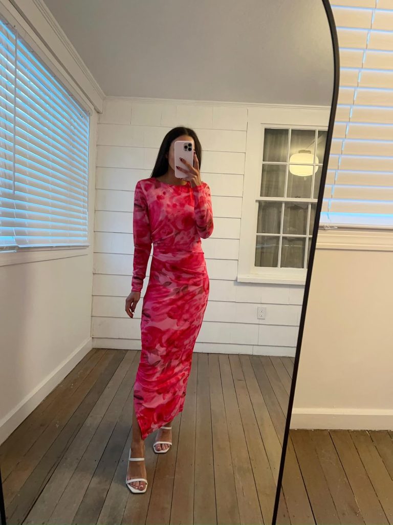 long sleeve floral print dress