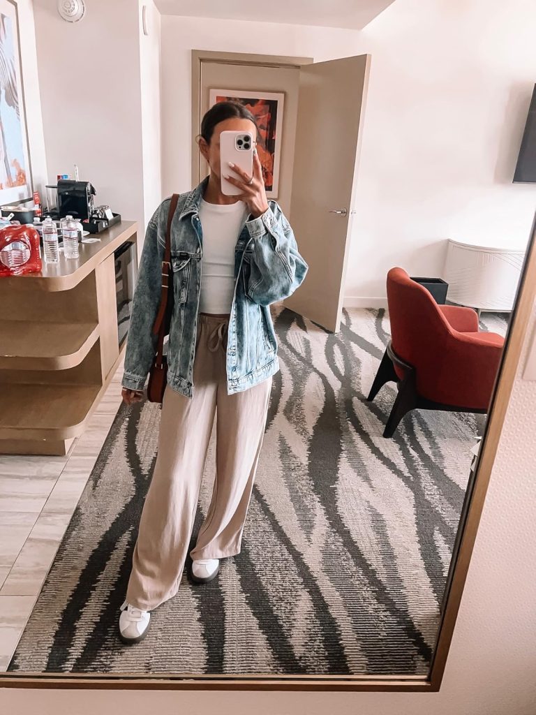 Denim Jacket and Linen Pants