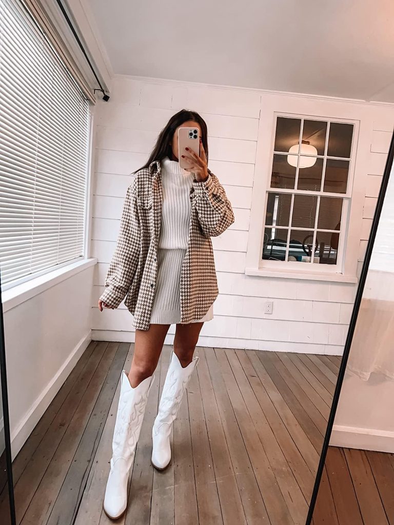 Sweater Dress and Houndstooth Layers