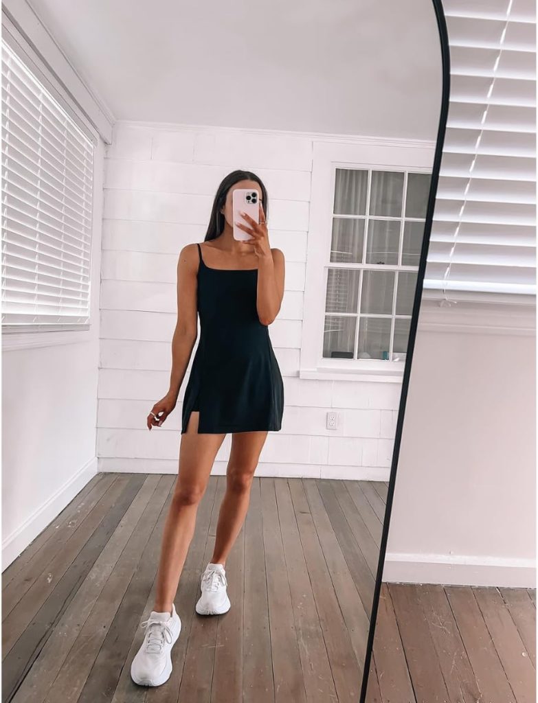 Neutral Mini Dress with Built-In Shorts