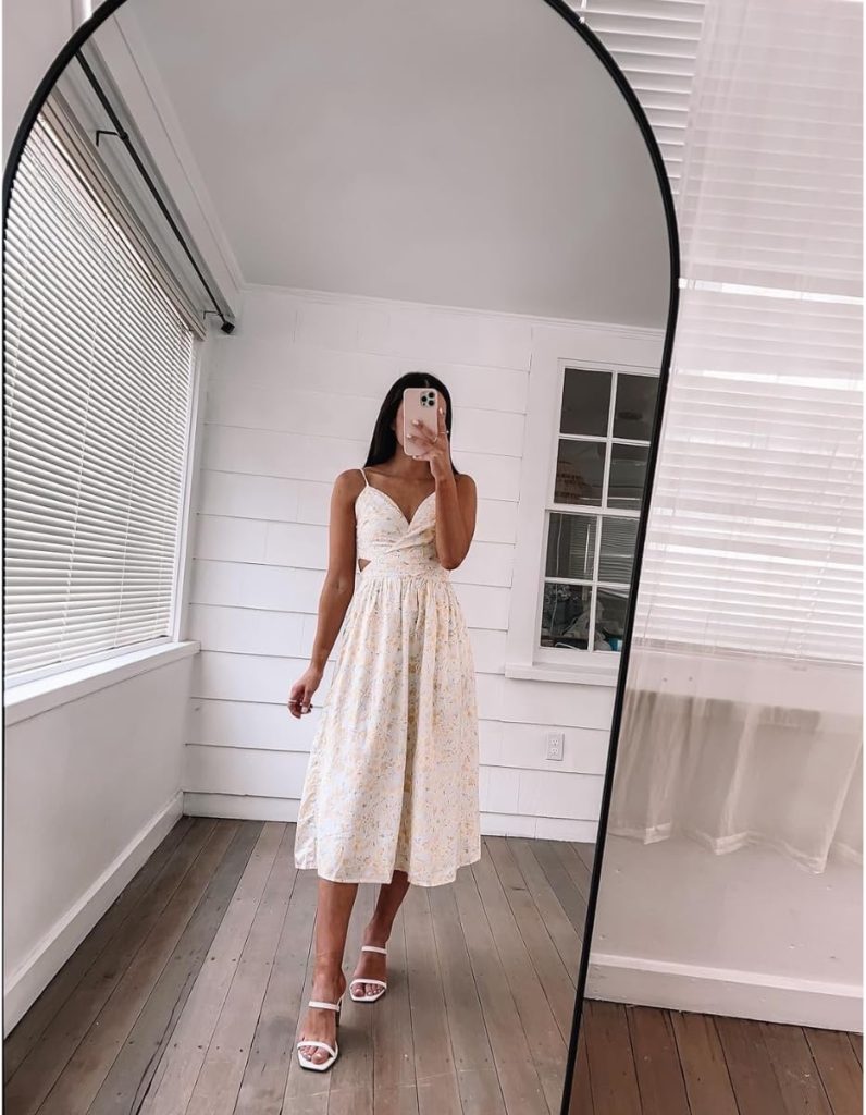 Strappy Smocked-Back Midi Dress