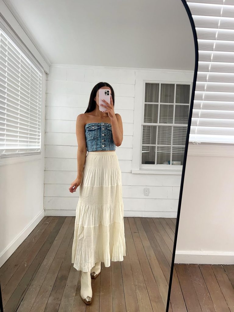 Denim tube and Chiffon