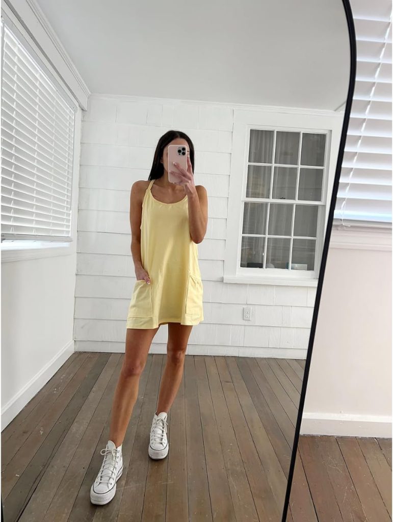 Sleeveless Mini Dress and Sneakers