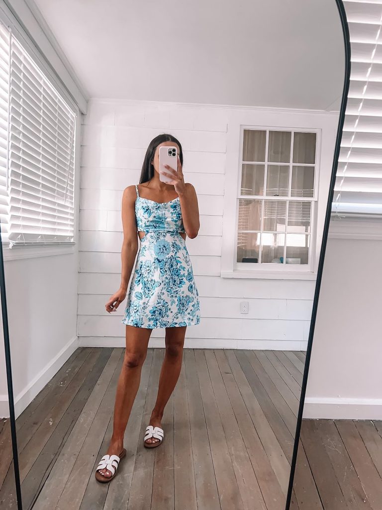 Floral Mini Dress and Sandals