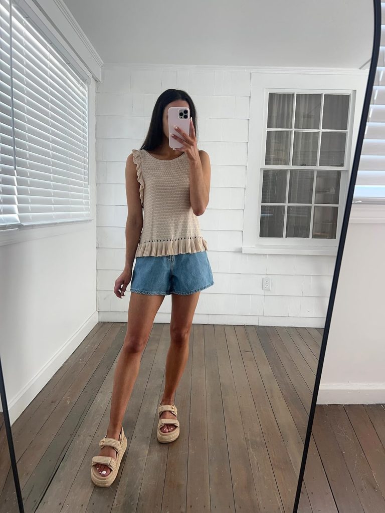 Knit Tank Top and Denim Shorts