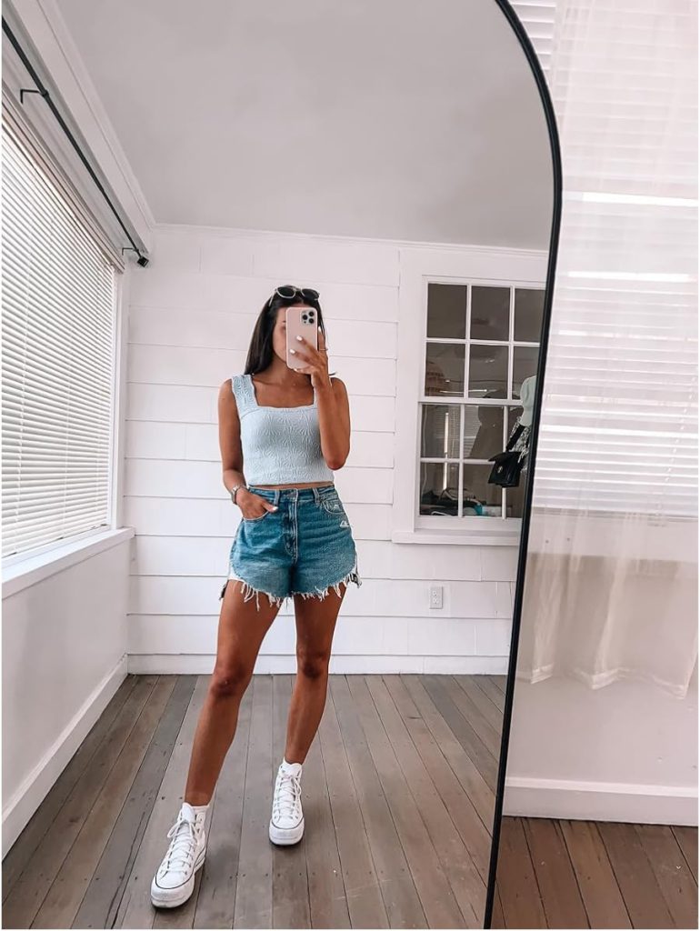 Crop Tank Top and Denim Shorts