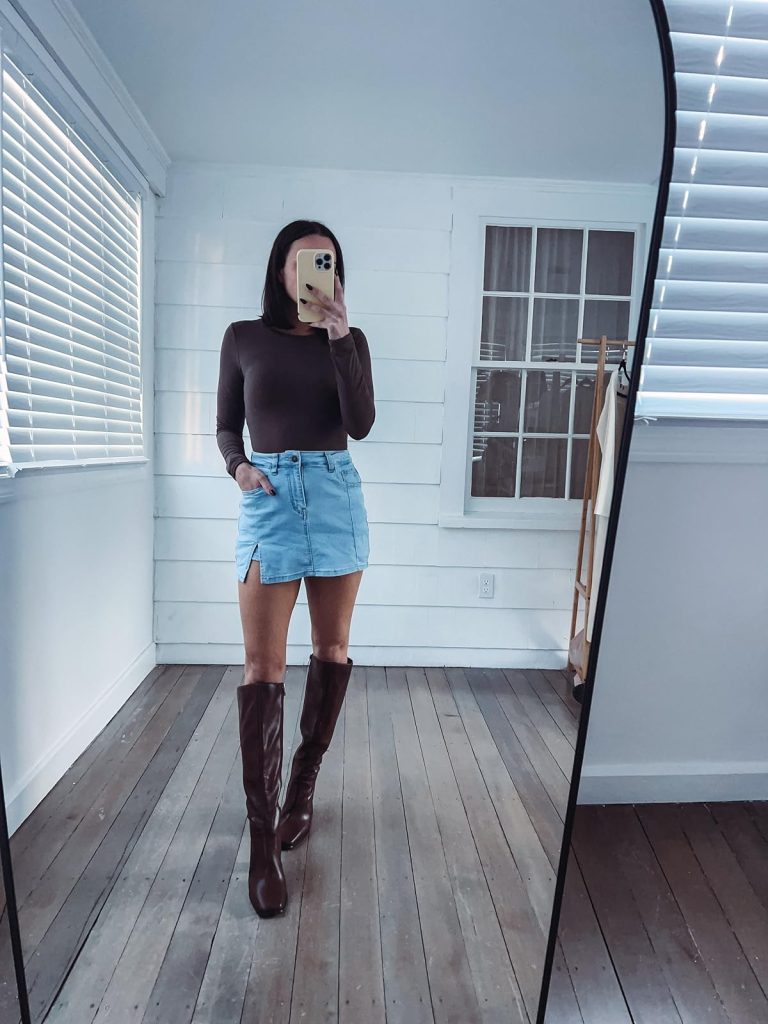 Long Sleeve Top and Chunky Heel Boots Long Sleeve Top and Chunky Heel Boots