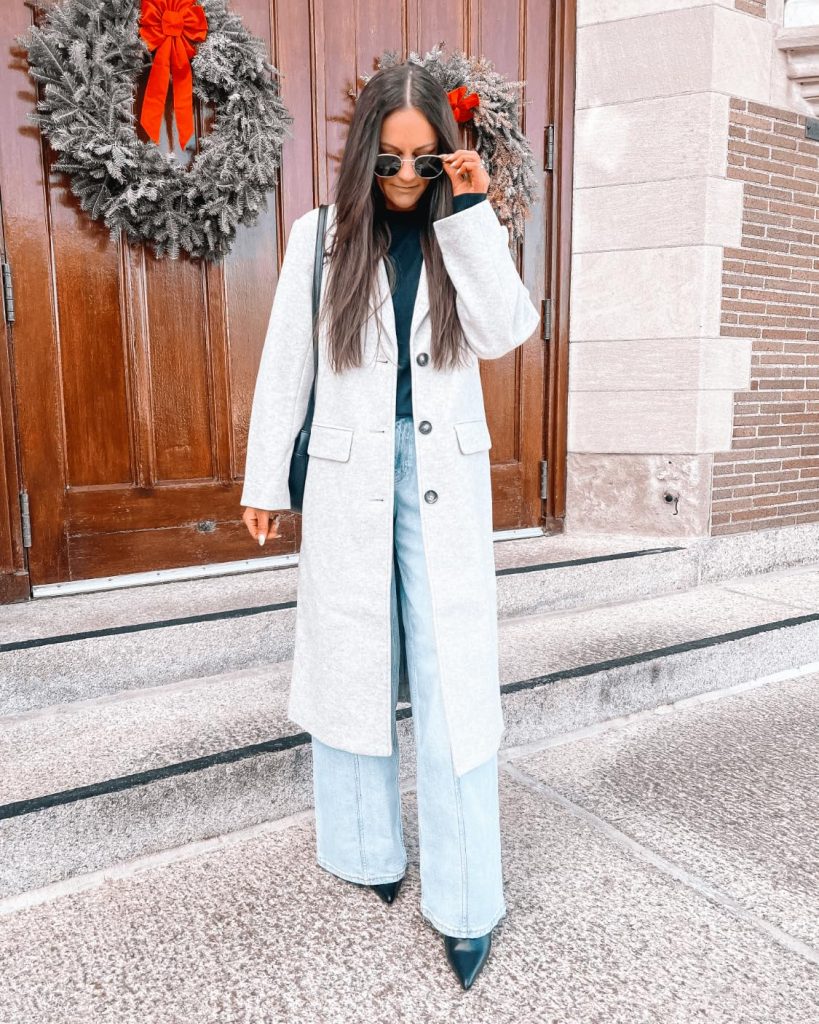 Loose Overcoat with Light Wash Blue Jean