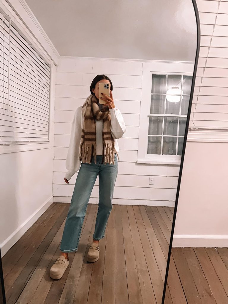 Straight Leg Jeans with Platform Clogs