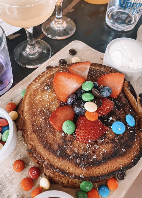 M&M and strawberry pancakes from Mean Fiddler in NYC