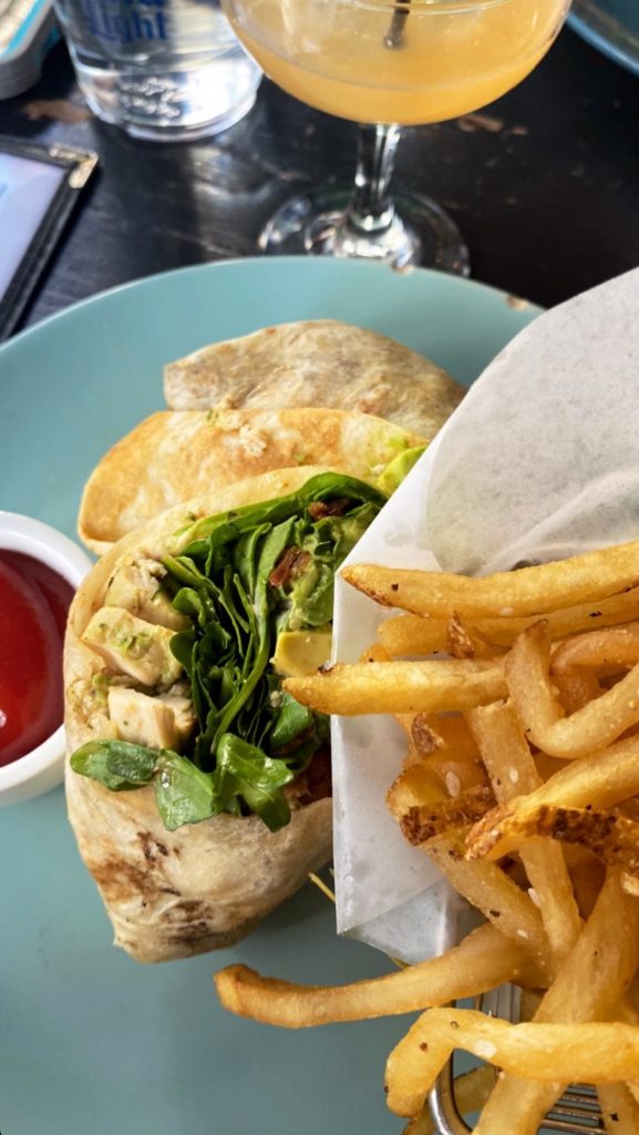 Wrap and fries from Mean Fiddler in NYC