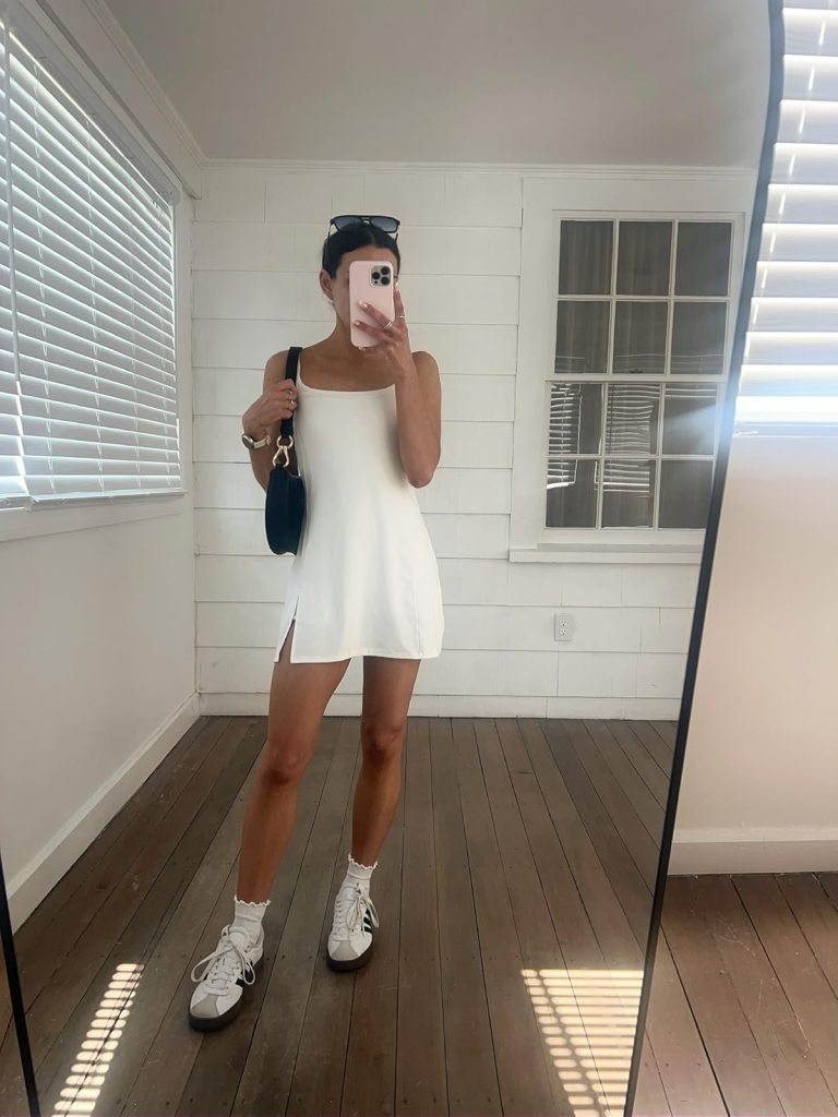 Athletic Dress with Sneakers Athletic Dress with Sneakers White Vacation Outfits