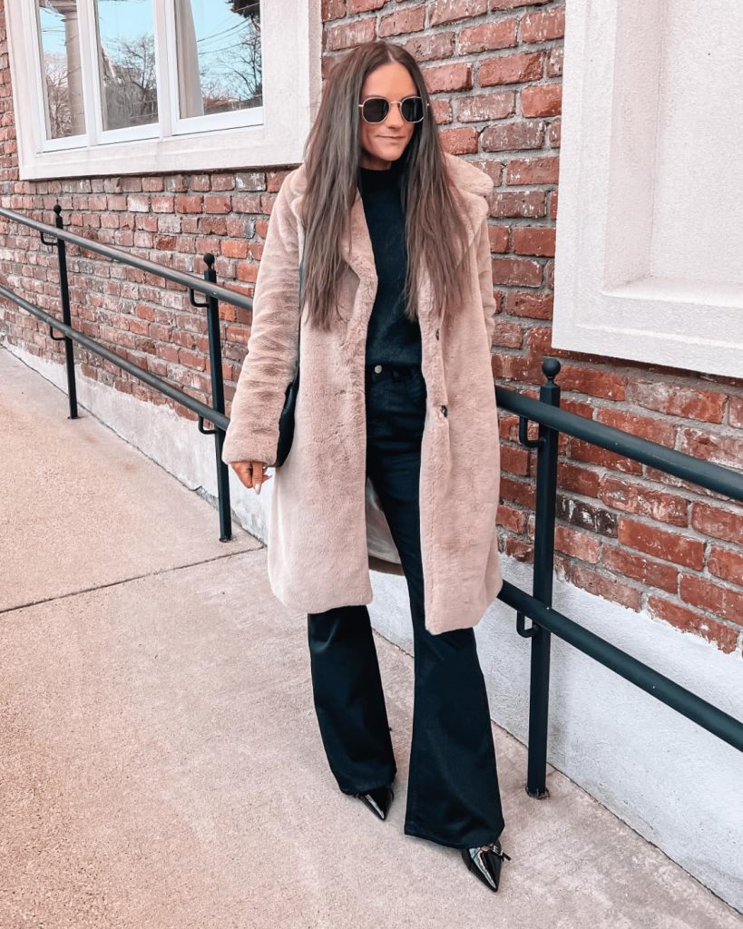Winter Coat with Flare Jeans