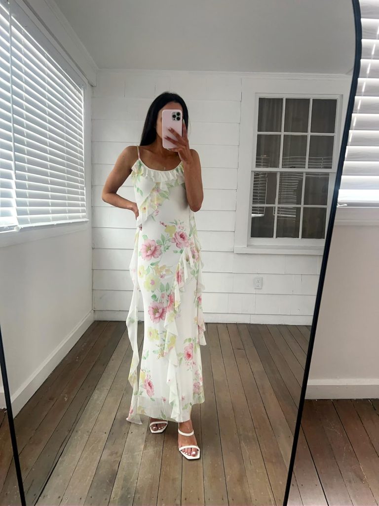 Mesh Ruffle Maxi Dress Mesh Ruffle Maxi Dress Cute White Vacation Outfits