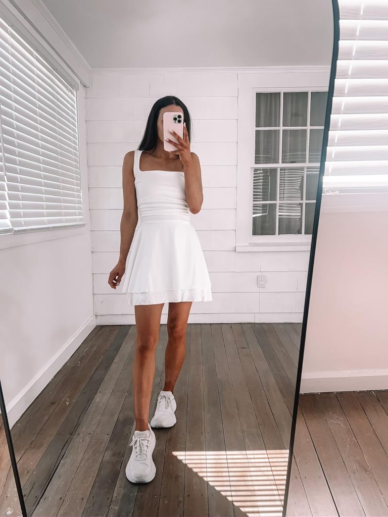 Ruched Mini Dress and Sneakers Ruched Mini Dress and Sneakers