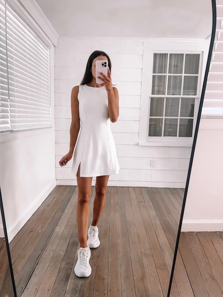 White Crew Neck Tennis Dress Crew Neck Tennis Dress White Vacation Outfits