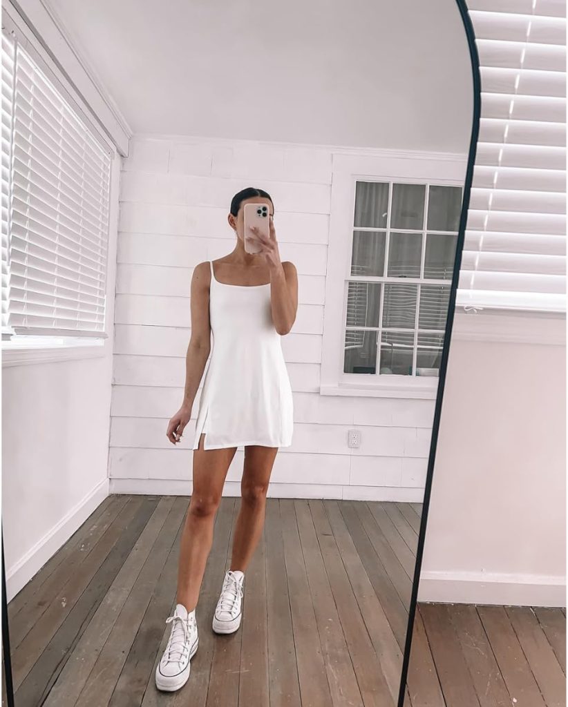 White Spaghetti Strap Tennis Dress Amazon Casual Spring and Summer Dresses and Skirts