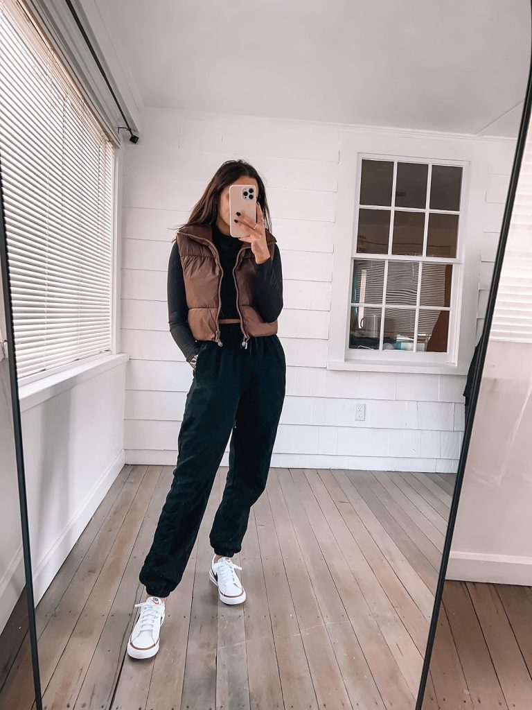 Puffer Vest and Cropped Long Sleeve Puffer Vest and Cropped Long Sleeve